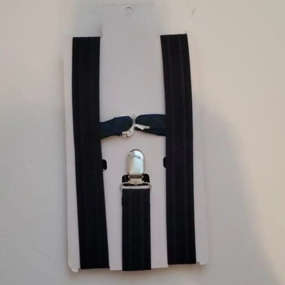 Bow Tie Suspenders Set Little Boys Size 12M-5T Blue Green NEW WITH TAG